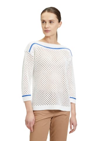 Betty Barclay Lochstrick-Pullover mit Strickdetails in Patch White/Blue