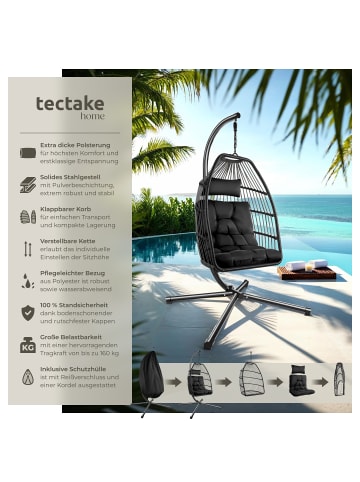 tectake Hängeschaukel mit extra dickem Sitz- und Kopfkissen, 98 x 107 x 202 cm