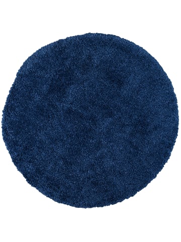 Pergamon Hochflor Langflor Shaggy Teppich Luxury Rund in Denim Blau