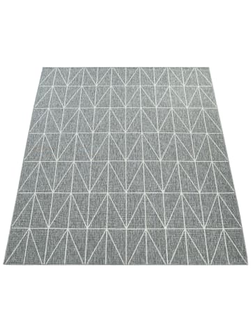 KADIMA DESIGN Outdoor Teppich Geometrisch Balkon, Terrasse schmutzabweisend in Grau