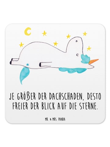 Mr. & Mrs. Panda Gläseruntersetzer Einhorn Sternenhimmel mit Spruch in Weiß