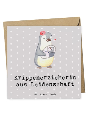 Mr. & Mrs. Panda doppelkarte Krippenerzieherin Leidenschaft mit ... in Grau Pastell