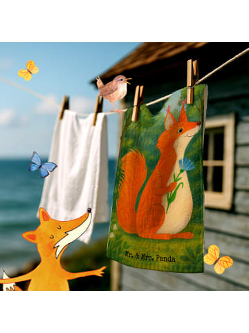 Mr. & Mrs. Panda Gästehandtuch Eichhörnchen Blume Design ohne Sp... in Weiß