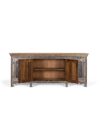 Giner y Colomer Zweifarbiges Sideboard aus geschnitztem Teakholz in Blue