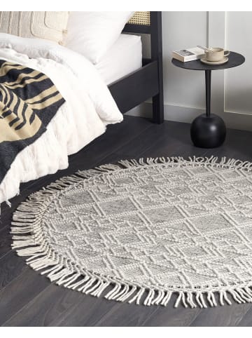 Beliani Kurzflor BULDAN in Grau/Weiß - (W) 140 x (L) 140 cm