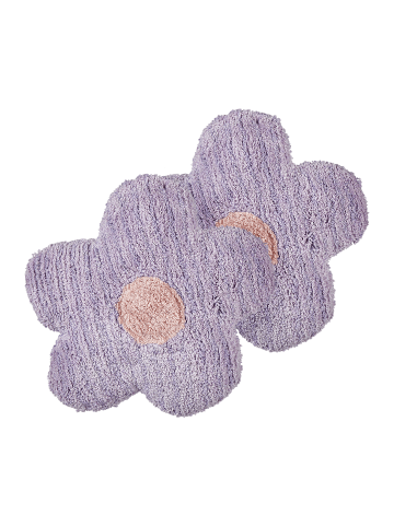 Beliani 2er-Set Dekokissen SORREL in Violett/Weiß/Rosa