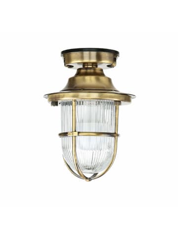 Licht-Erlebnisse Außen Deckenlampe Ø 16 x (H)23 cm in Messing Antik