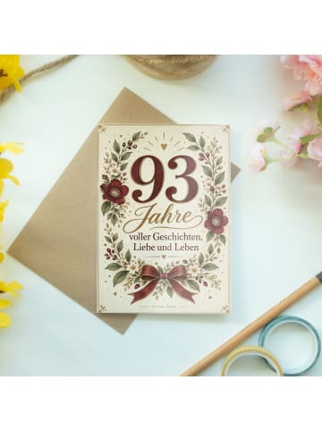 Geburtstagskarte 93. Geburtstag Zahl würdig Des... in Weiß