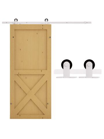 HOMCOM Schiebetür-Beschlagsatz-183L x 4B x 0,6H cm-Weiß