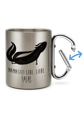 Mr. & Mrs. Panda Thermobecher Stinktier Yoga mit Spruch in Silber