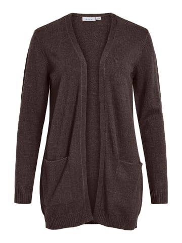 Vila Feinstrick Basic Cardigan Stretch mit Taschen VIRIL in Kaba-Braun