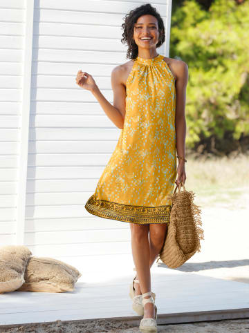 Heine Jerseykleid in ocker-ecru-bedruckt