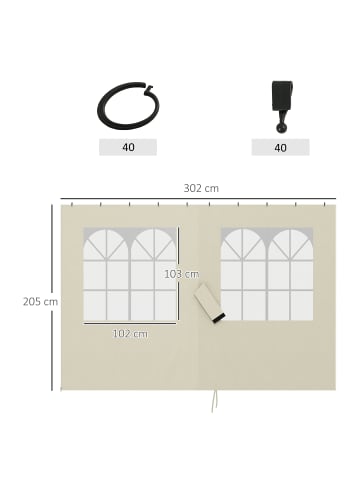 Outsunny Pavillon-Seitenteile 302L x 1B x 205H cm Cremeweiß
