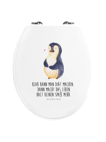 Mr. & Mrs. Panda WC Deckel Pinguin Diät mit Spruch in Weiß