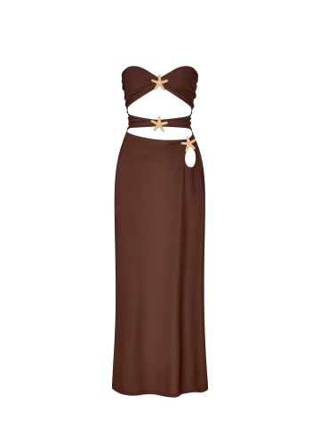 Moda Minx Maxikleid Starfish Cut Outs in Coffee