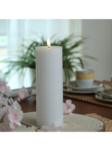 Adilina LED Kerze LINA Echtwachs Rustik-Optik 7x20cm in weiß