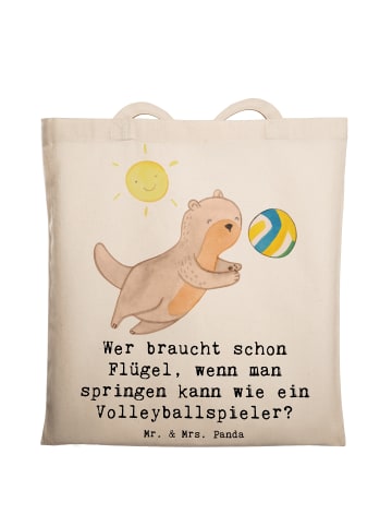 Mr. & Mrs. Panda Tragetasche Volleyball Sprung mit Spruch in Creme