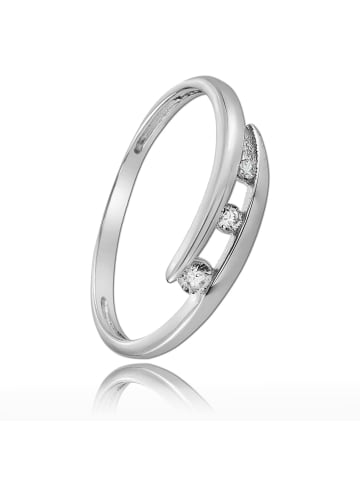 BALIA 333 Weißgold - 8 Karat Damen Ringe 3er Zirkonia Fingerring 58 (18,5)