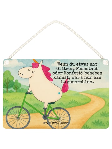 Mr. & Mrs. Panda Deko Hänger Einhorn Radfahrer Design mit Spruch in Weiß