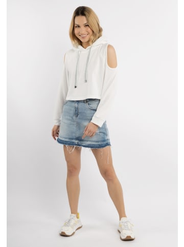 IZIA Damen Cropped Hoodie in Wollweiss