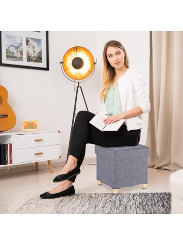 relaxdays Sitzhocker in Grau - (B)38x (H)40 x (T)38 cm