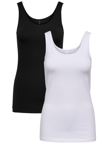 ONLY Tank Top 2-er Stück Pack Basic Shirt Set ONLLIVE in Schwarz-Weiß