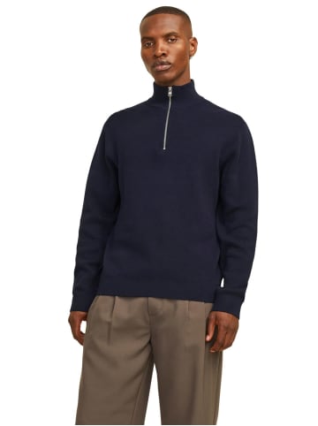 Jack & Jones Pullover JPRBLAMILANO STITCH KNIT HALF ZIP in Blau