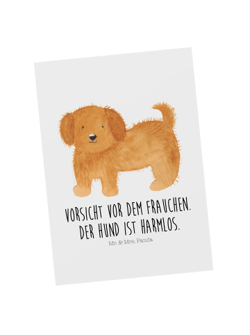 Mr. & Mrs. Panda Postkarte Hund flauschig mit Spruch in Weiß