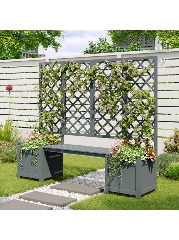 ABRIHOME Rankhilfen in Grau Tanne mit Spalier Sitz und Rankhilfe für Garten