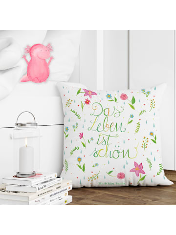 Mr. & Mrs. Panda 40x40 Kissen Blumen Leben mit Spruch in Bunt