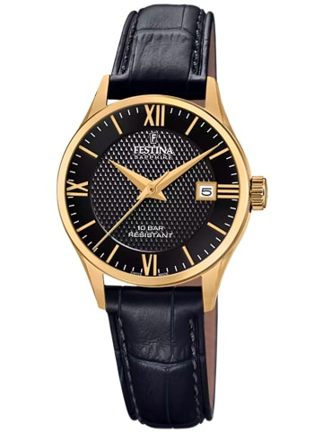 Festina Damenuhr Schwarz/Goldfarben mit Saphirglas