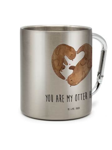 Mr. & Mrs. Panda Wanderbecher Otter Herz mit Spruch in Silber