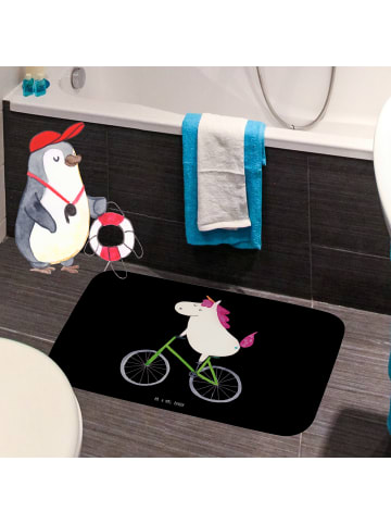 Mr. & Mrs. Panda Badematte Einhorn Radfahrer ohne Spruch in Schwarz