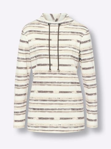 Sieh an! Langarmshirt in beige-ecru-bedruckt