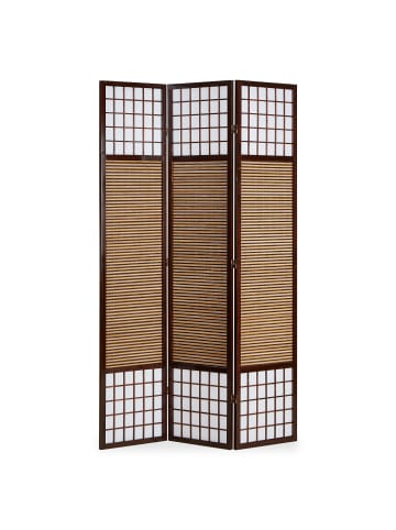 Homestyle4u 3-tlg. Paravent in Braun 120x200