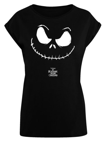 F4NT4STIC Extended Shoulder T-Shirt Disney Nightmare Before Christmas Jack Face in schwarz
