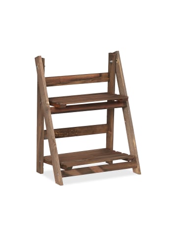 relaxdays Blumentreppe in Dunkelbraun - (B)41 x (H)51,5 x (T)24 cm