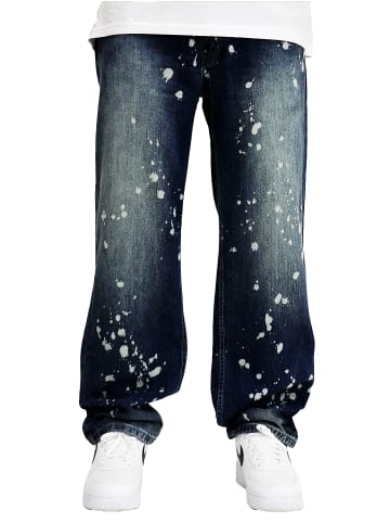 DADA Loose Fit Jeans mit Splatters und Dada Stitching in Blau