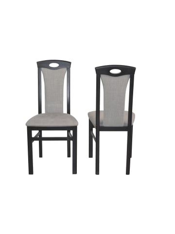 möbel-direkt Esszimmerstuhl, Massivholzstuhl (2 Stück) Zac in schwarz / hellgrau