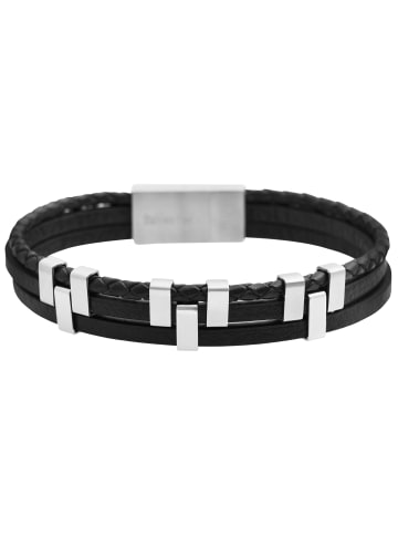 Adeliás Unisex Armband – Lederarmband aus Leder 21 cm in schwarz