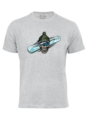 Cotton Prime® T-Shirt Skull on Snowboarding in grau