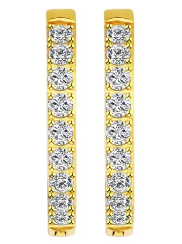 Adeliás Damen Ohrringe – Klappcreole aus Edelstahl mit Strass Steinchen in gold