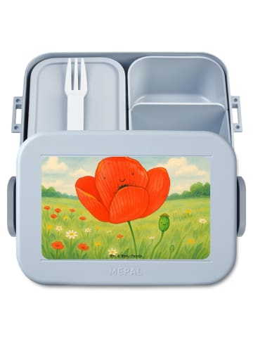 Mr. & Mrs. Panda Lunchbox Blume Mohnblume Design ohne Spruch in Blau Pastell