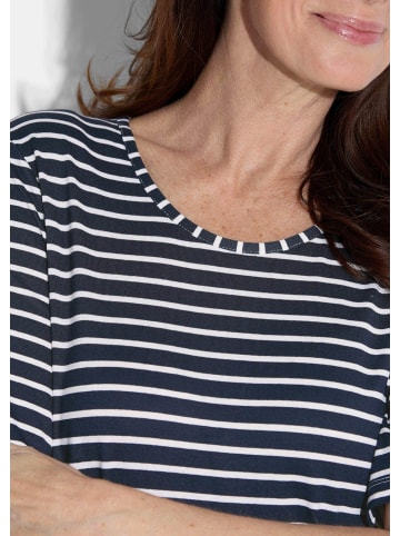 GOLDNER Kurzgröße:  Shirt in marine / weiß / geringelt
