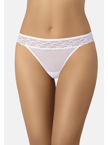 Teyli Mesh Tanga mit floraler Spitze Ero in weiß