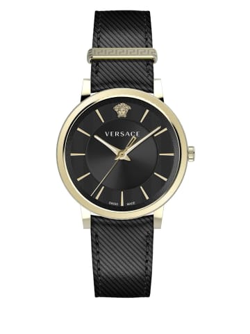 Versace Schweizer Uhr V-Circle Goldfarben in schwarz