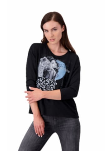 monari Rundkragen Langarmshirt für Damen in schwarz in schwarz