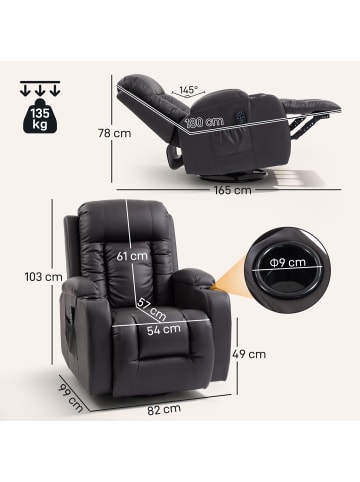 HOMCOM Massagesessel in Braun 99L x 82B x 103H cm