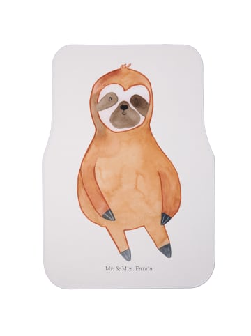 Mr. & Mrs. Panda Fußmatte Fürs Auto Faultier Zufrieden ohne Spruch in Weiß