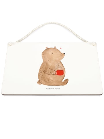 Mr. & Mrs. Panda Wandschild Bär Kaffee ohne Spruch in Weiß